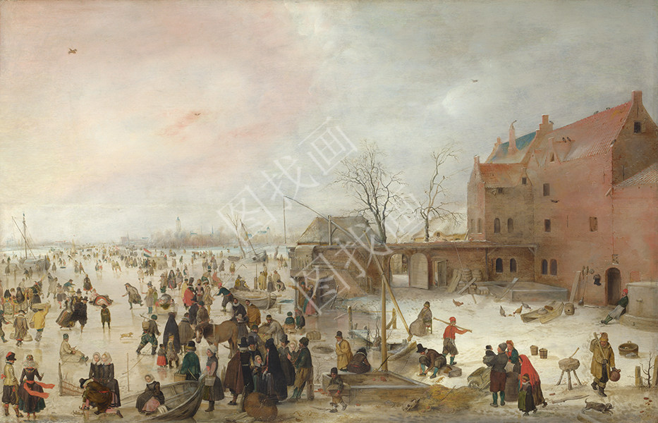 A Scene on the Ice near a Town